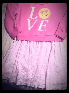 Emoji 😍 pink lace sweatshirt dress